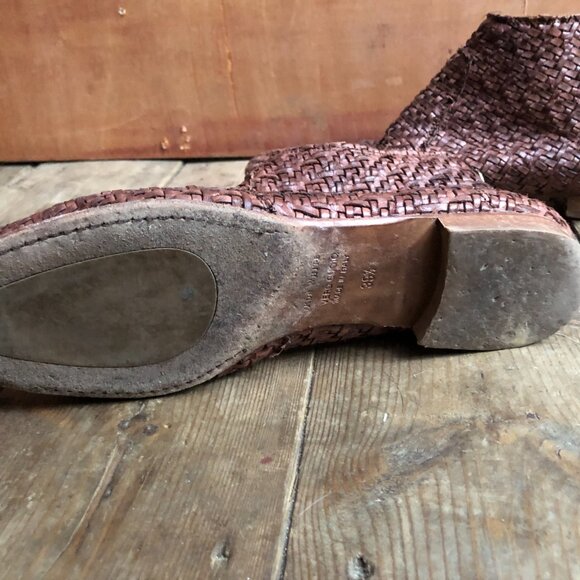 Rare Ron White Woven Leather Ankle Boots size 39.5 women's Shoes - Picture 8 of 10